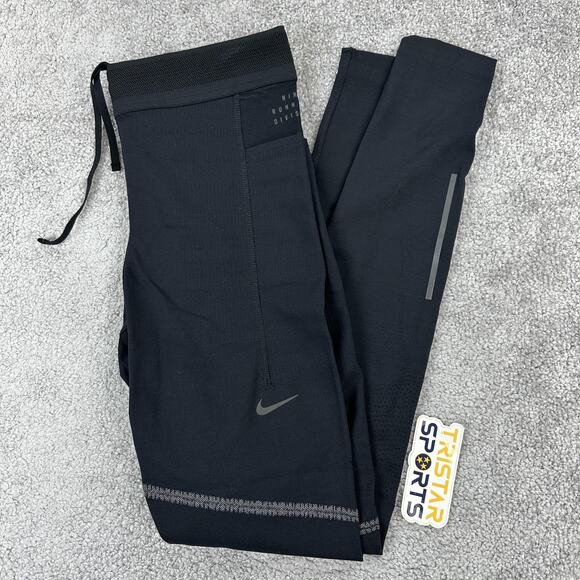 Nike Dri-FIT ADV Running Division Pants Mens Medium Black Tight Fit FN3385-010 - Picture 1 of 15